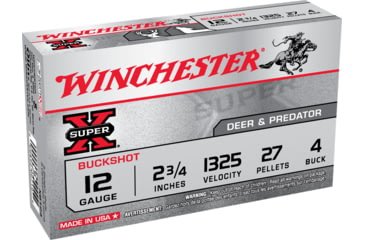 Opplanet winchester super x shotshell 12 gauge 27 pellets 2 75in centerfire shotgun buckshot ammo 5 rounds xb124 main.jpg