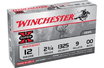 Opplanet winchester super x shotshell 12 gauge 9 pellets 2 75in centerfire shotgun buckshot ammo 5 rounds xb1200 main.jpg