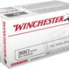 Opplanet winchester usa handgun 380 acp 95 grain full metal jacket brass cased centerfire pistol ammo 100 rounds usa380vp main.jpg
