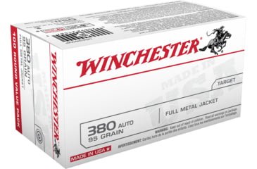 Opplanet winchester usa handgun 380 acp 95 grain full metal jacket brass cased centerfire pistol ammo 100 rounds usa380vp main.jpg