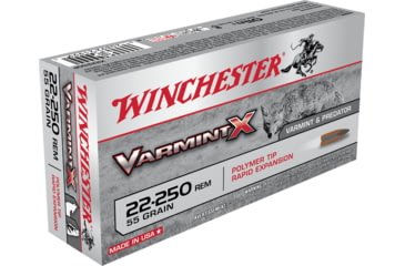 Opplanet winchester varmint x rifle 22 250 remington 55 grain rapid expansion polymer tip centerfire rifle ammo 20 rounds x22250p main.jpg